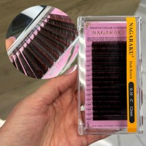 Ресницы С 0.10 Nagaraku Коричневые Поразмерные