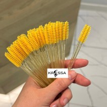 Щетка винтовая для ресниц, 50 шт (желтый цвет)