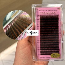 Ресницы L 0.10 Nagaraku КОРИЧНЕВЫЕ Миксы