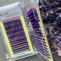 Ресницы С 0.10 цветные Миксы A.V.A (синий и фиолетовый)