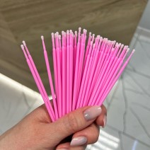 Микробраши для ресниц 100 шт Розовые (в пакете)
