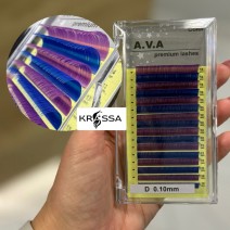 Ресницы D 0.10 цветные Миксы A.V.A (синий и фиолетовый)