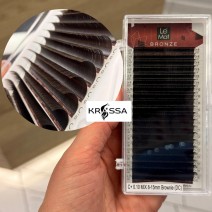 Ресницы С+ 0.10 коричневые Brownie Le Mat "Bronze" Миксы (8-15 мм)