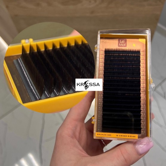 Ресницы M 0.10 коричневые Dark chocolate Le Mat "Bronze" Миксы (8-13 мм)