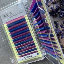 Ресницы D 0.10 цветные Миксы A.V.A (синий и фиолетовый)